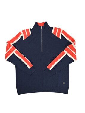 Bogner Half Zip Wool Sweater in Navy